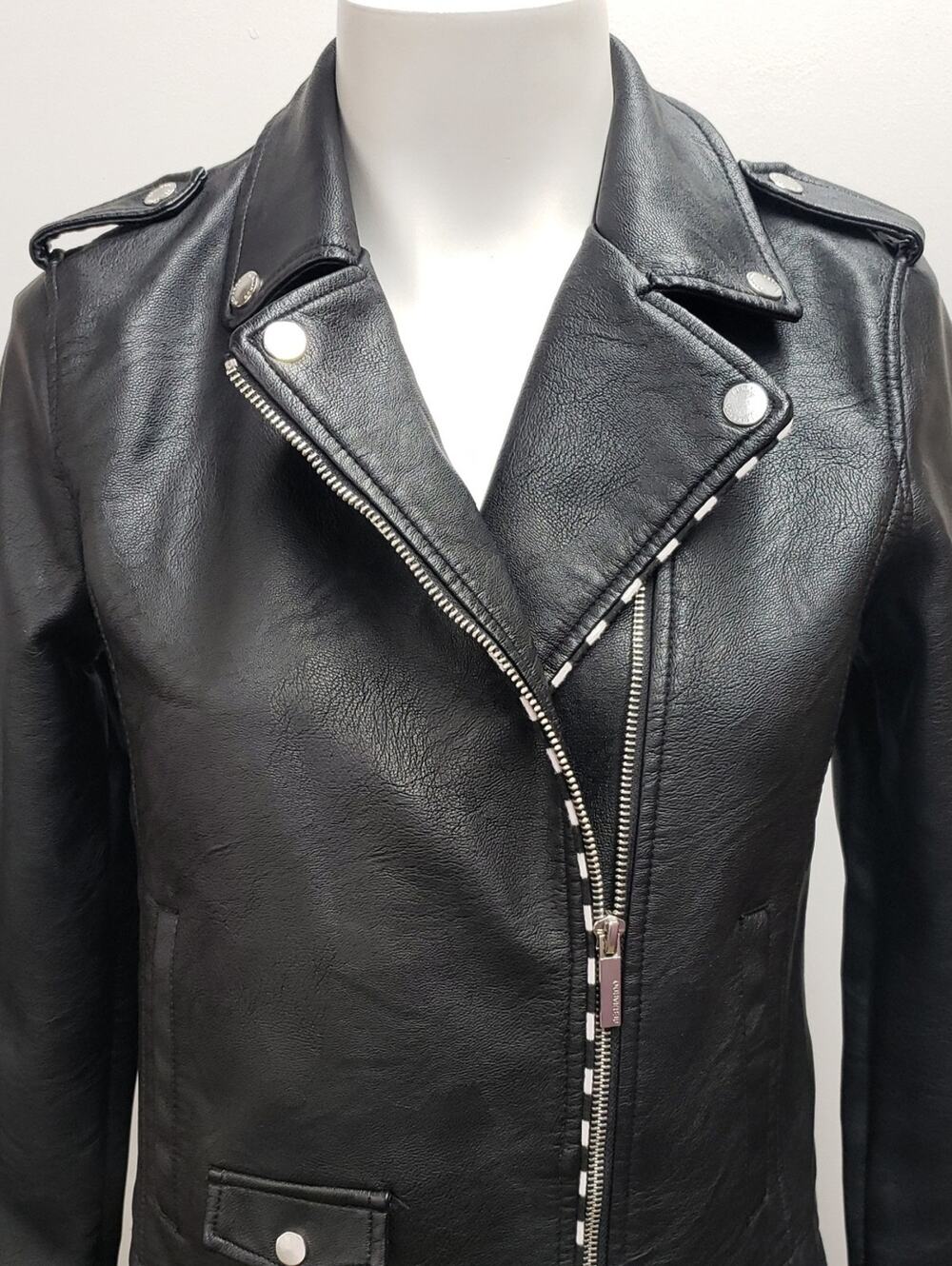 Bernardo Faux Leather Moto Jacket Big Girl Size 14/16 Black